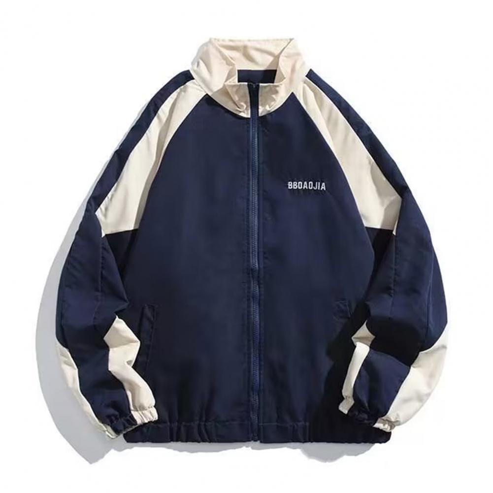Куртка в стиле хип-хоп, ветровка, пальто в стиле пэчворк для женщин и мужчин, повседневная верхняя одежда на молнии с воротником-стойкой для активного отдыха на весну и осень