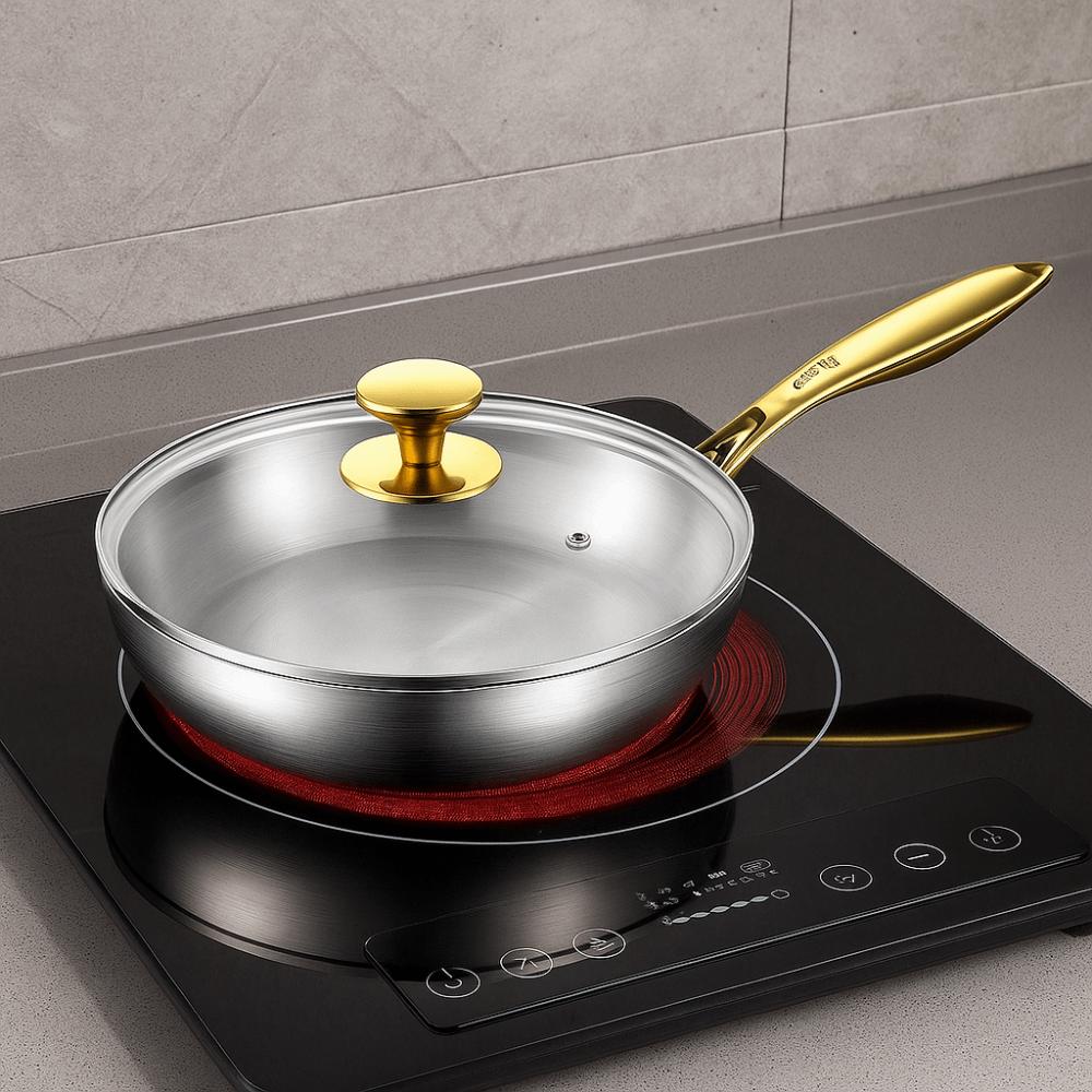 316 Stainless Steel Frying Wok Universal Cooking Pot Household Steak Skillets Induction Cooker