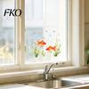 Aquatic Plant Window Decal Red Goldfish Design Sticker, Transparent Electrostatic Adhesion No Glue Auspicious Decor Glass for Living Room Bedroom