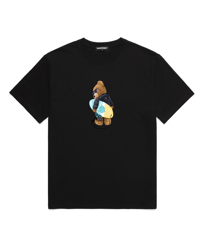 VANNWORKS Surf Board Bear No.2 Oversized Short Sleeve T-Shirt (Vndts234) Black