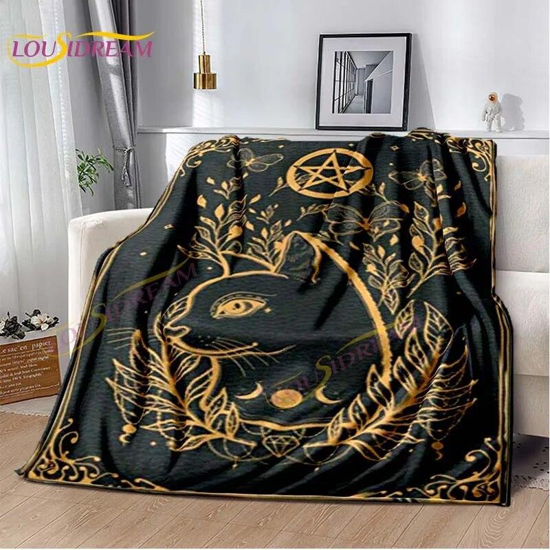 Фланелевое одеяло Таро с черным котом, супер мягкое, уютное, легкое, для детей и взрослых, подарок на Хэллоуин для дома, украшение для дивана-кровати, подарок