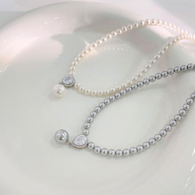 Персонализированное ожерелье из жемчуга с каплями воды и цирконием для женщин в классном и простом стиле, универсальная подвеска-шарм