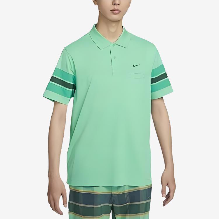 Nike Двухцветная рубашка поло с короткими рукавами и вышитым логотипом Dri-Fit, мужские топы, зеленый DX9217-363