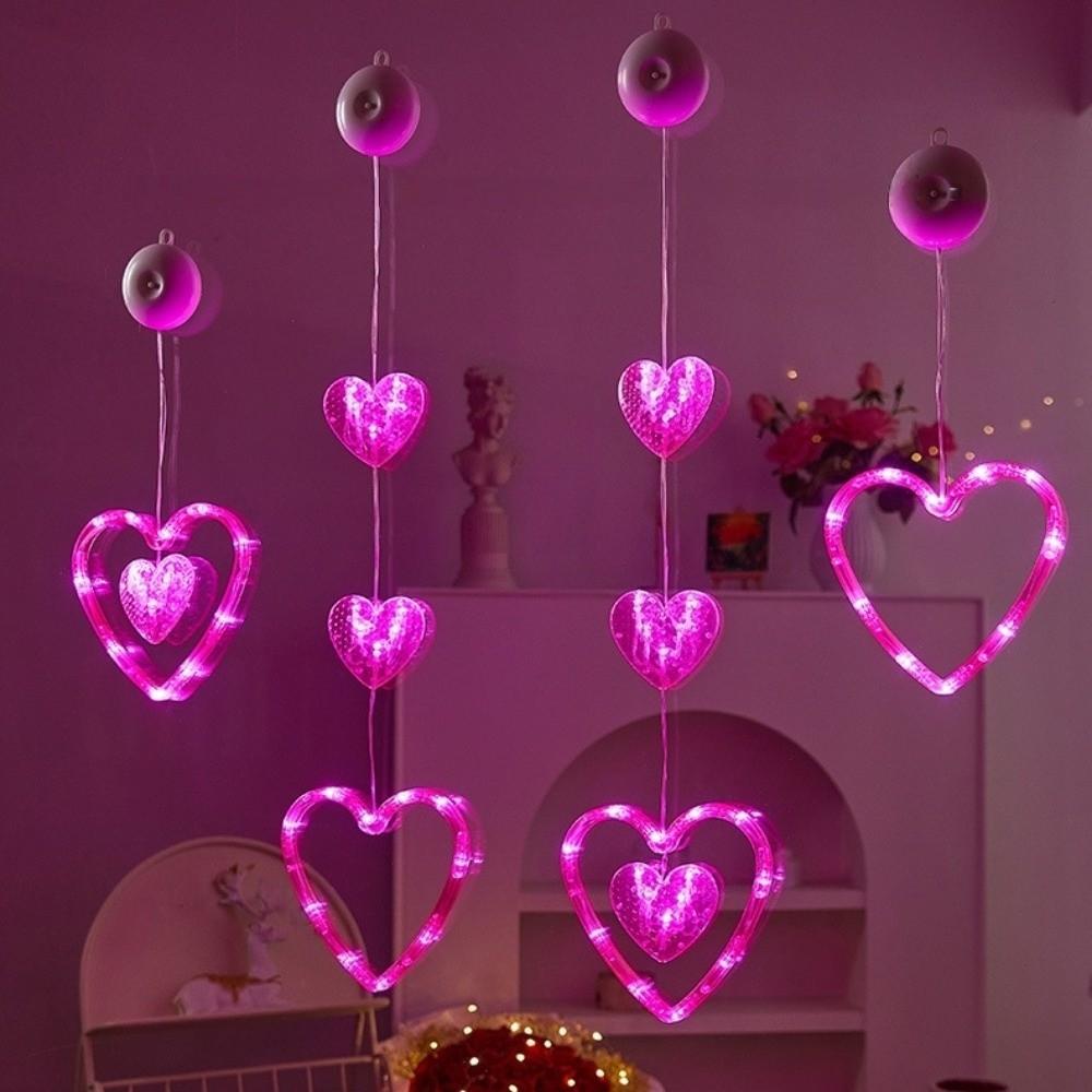 Waterproof Heart Curtain Fairy Light Creative Suction Cup Atmosphere Light  Proposal Ceremony
