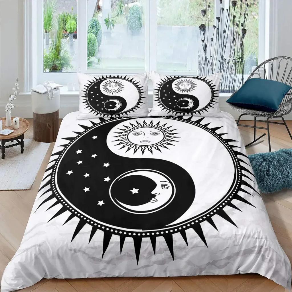 Комплект пододеяльников Инь-Ян в стиле бохо Trippy Art Twin Одеяло Gossip Traditional Ying Yang Theme King Size Полиэстеровое одеяло