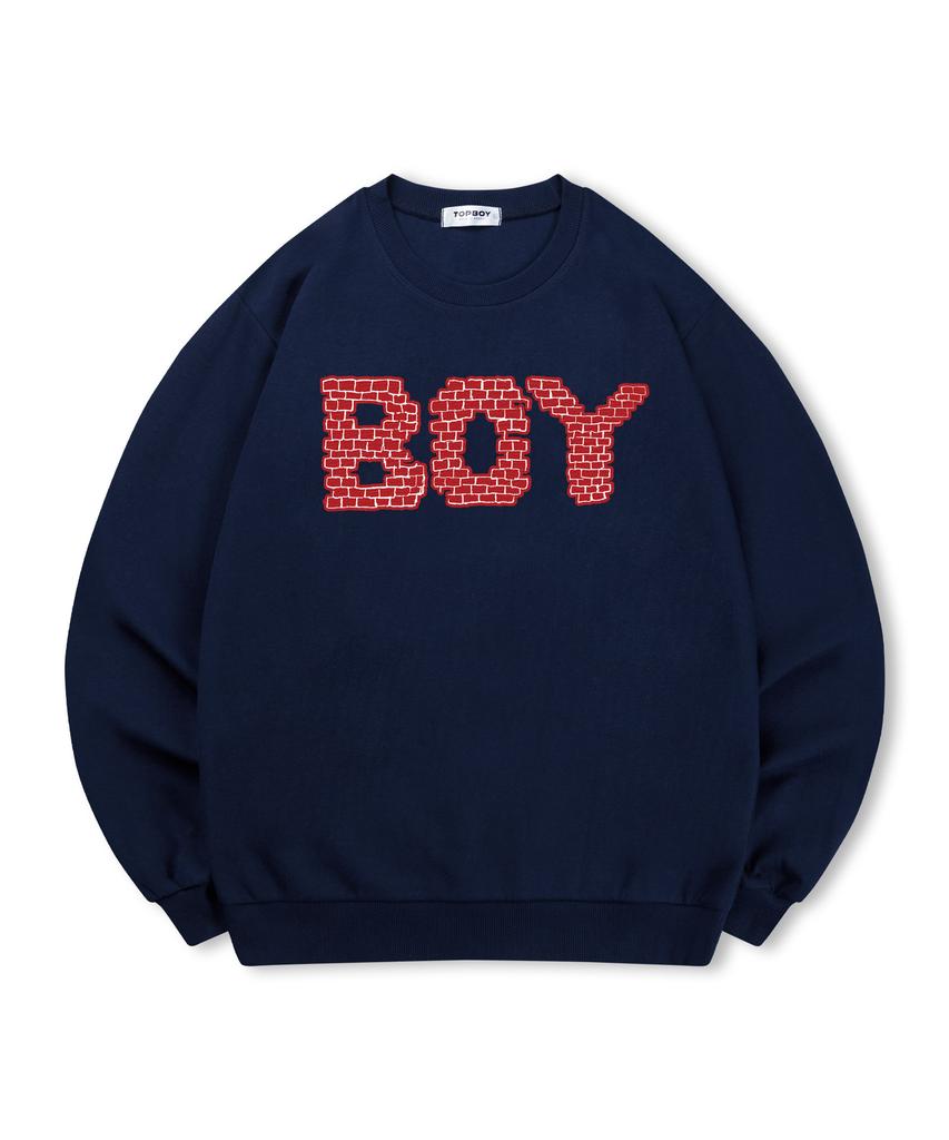 TOPBOY [Без флиса или с флисом] Свитшот с принтом "Кирпичный парень" (Тип C)