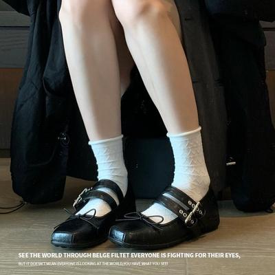 Версия из коровьей кожи Весенне-осенние туфли Мэри Джейн с квадратным носком и бантом, туфли на плоской подошве, туфли с неглубоким вырезом