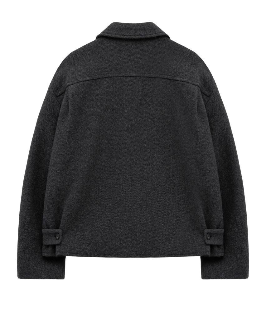 Короткое шерстяное пальто Hyoji Fw в елочку