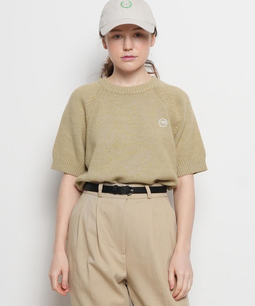 THE-ABON Women Sophie Raglan Short Sleeve Knit Khaki