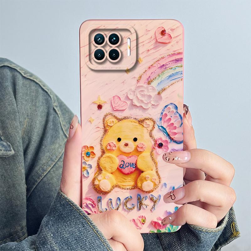 Чехол для телефона OPPO Reno4 Lite Reno4 F Чехол Reno 4 Lite 4F Мягкий Силикон Мультяшный Funda Милый Панда Цветок Печатный Coque Корпус