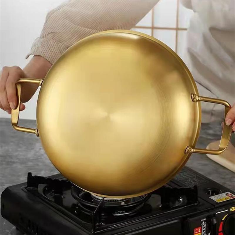 18-22 см прочная кастрюля из нержавеющей стали с двойным ухом, кастрюля для испанской паэльи, сковорода для морепродуктов, кухонная утварь