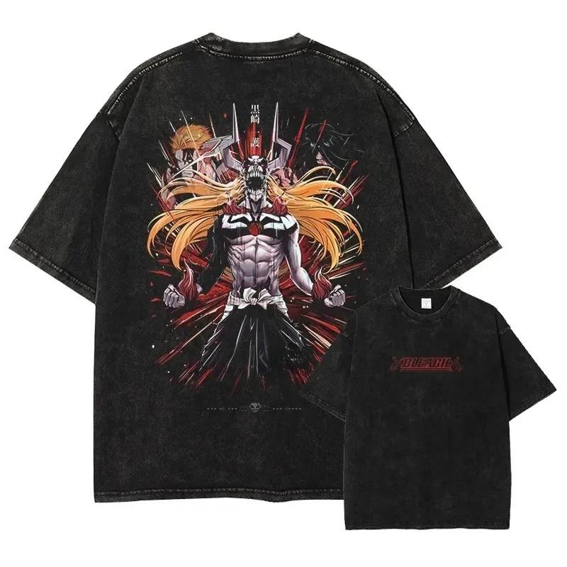 Bleach Anime Tshirt Vintage Washed Y2k Aesthetic Unisex Oversized Short Sleeve Summer Cotton Retro Streetwear 2026 Hot Sale