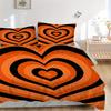 3pcs Orange Heart Pattern Bedding Set, Ideal for Home Use, Suitable for Bedroom Decor (1*Duvet Cover + 1/2*Pillowcases, No Core) yy250821201