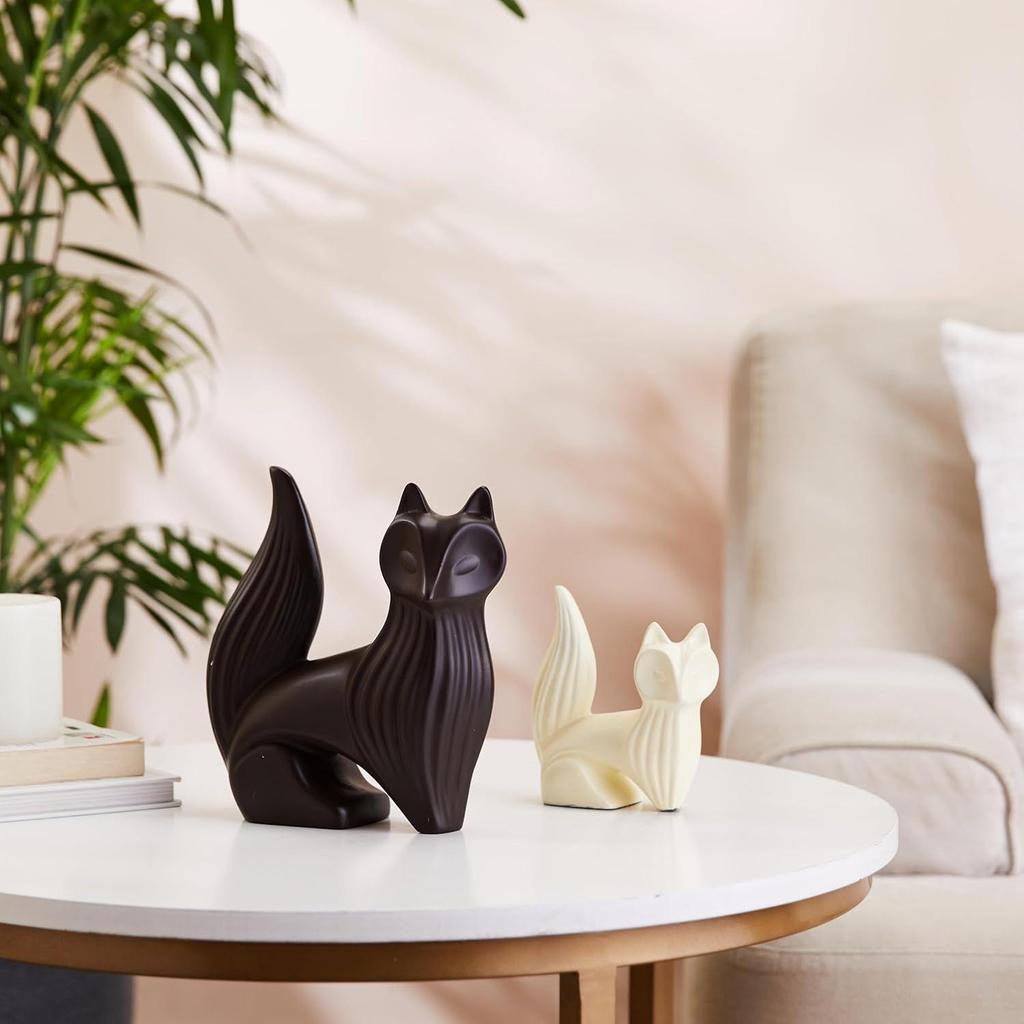 Статуэтки мудрых лис для домашнего декора | Фигурка из смолы - (Набор из 2 штук, разноцветный)