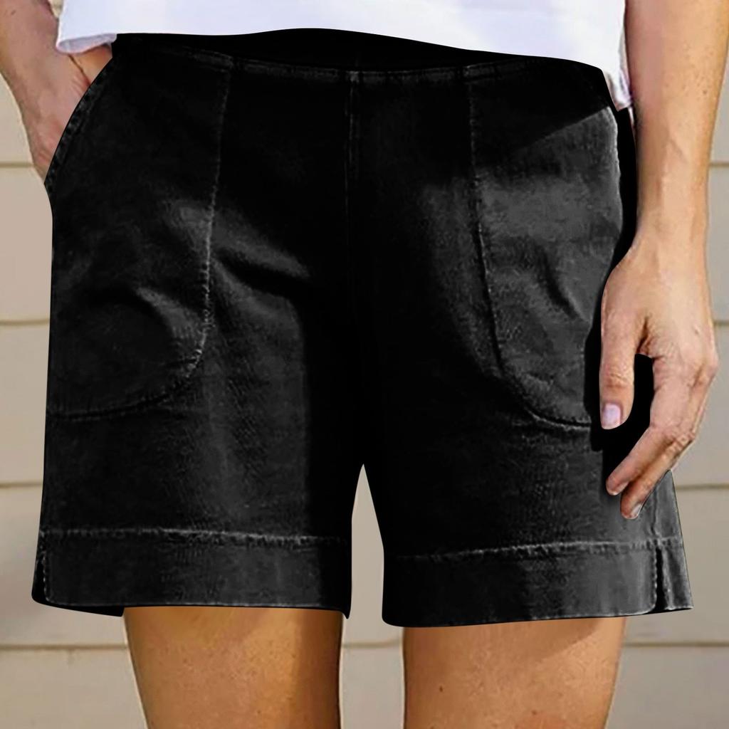 Женские повседневные летние эластичные пляжные шорты однотонные повседневные шорты