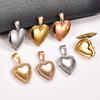 Stainless Steel Zirconia Heart Photo Locket Pendant Openable Picture Box Frame Charms Chain Necklace for Women Men Metal Jewelry