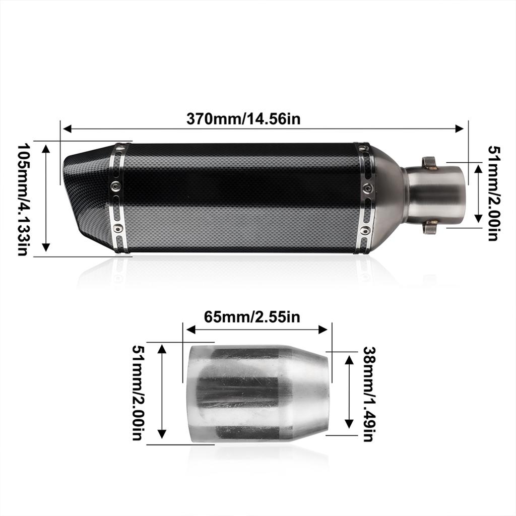 1,5-2 дюйма впускные трубы глушителя мотоцикла, надеваемые на глушитель, хвостовая труба из углеродного волокна, высокая