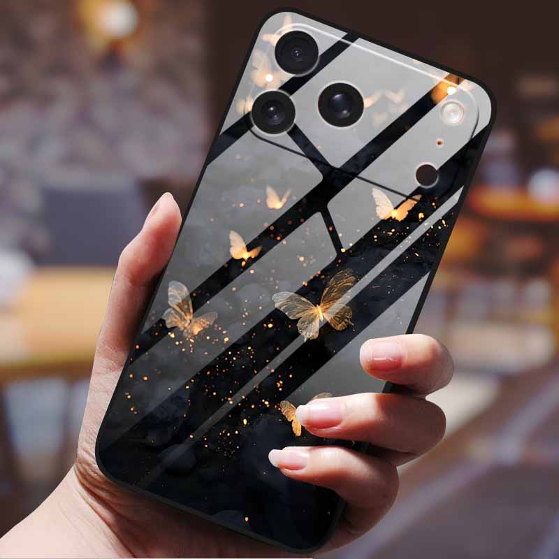Phone Case for iphone 17 pro max iphone17 Air Tempered Glass Hard Back Cover Bumper 17pro Funda Cartoon Anime Fashion Pattern