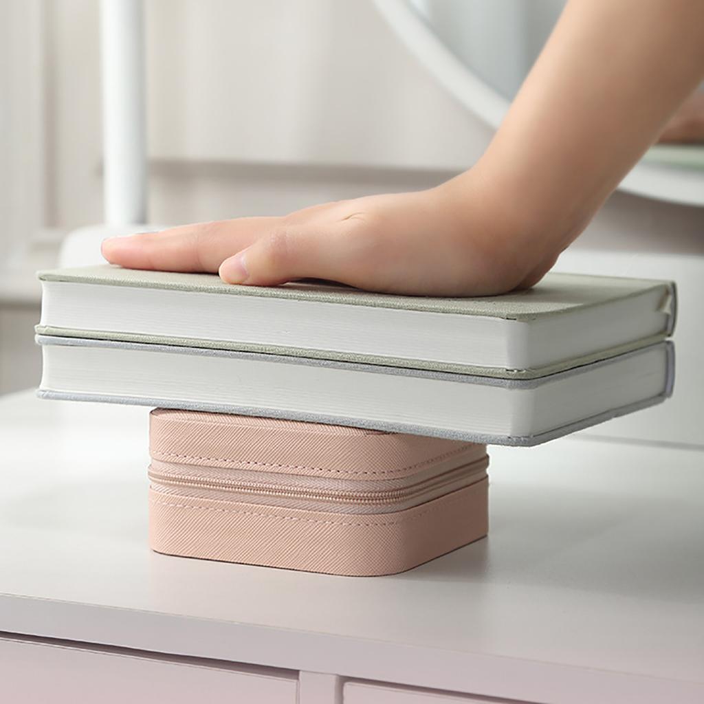 Portable Jewelry Storage Box with Zipper PU Leather Holder Case for Earrings Necklace Rings Jewelry Box