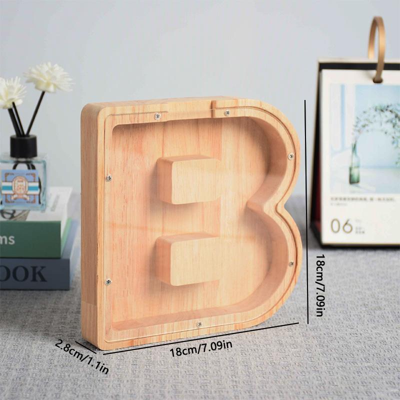Уникальный прозрачный дизайн Деревянная копилка с алфавитом A-Z для хранения монет и мелочи, Креативный подарок на день рождения, Подарок для декора дома на Хэллоуин