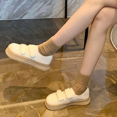Весна и осень Новые модные и удобные повседневные туфли на липучках белого цвета с толстой подошвой