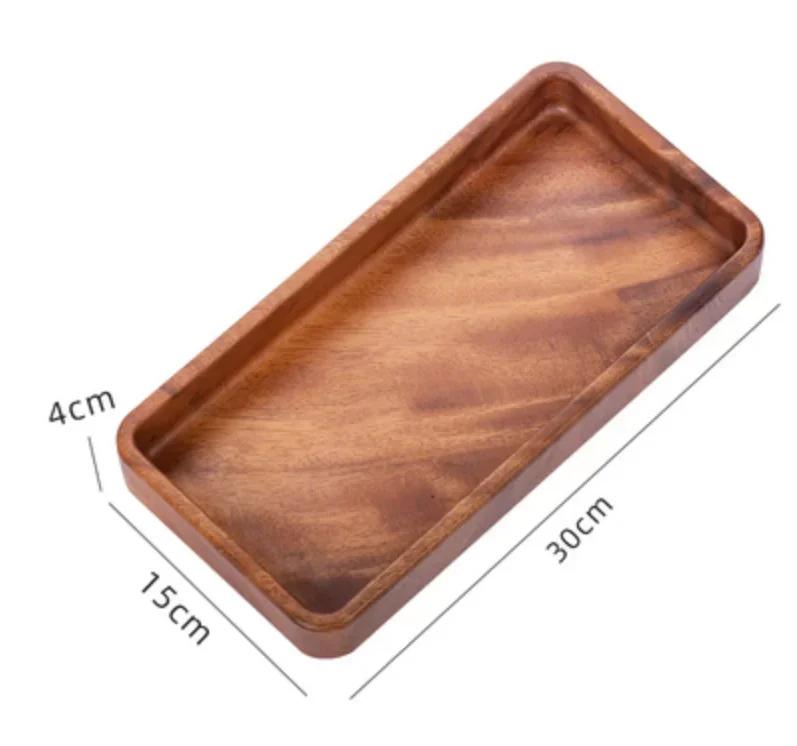 Creative Stackable Plate Walnut Wood Plate Square Tray Japanese Tableware Household Simple Confectionery Plate Small Round Bowl
