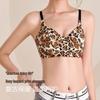 Leopard Print Seamless Push-Up Bra for Women - Anti-Sagging, Warm, with Side Support for a Beautiful Back