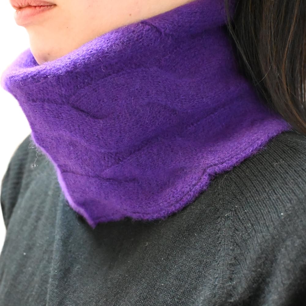 Cashmere Neck Cable Solid 25cm X Air Fluffy [I.P.P] 100% Warmer/Snood, Knit, Color, 20cm, Gift, I.P.P (Purple)