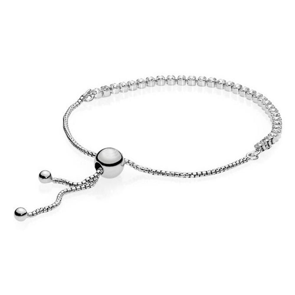 Модный сверкающий теннисный браслет S925 Silver Slider, подходящий для женских подарков на день рождения, модные ювелирные изделия