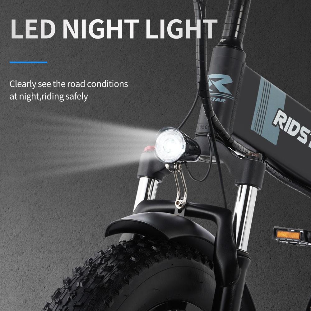 Ridstar Электрический велосипед H20 Foldble, двигатель 1000 Вт, аккумулятор 48 В, 15 Ач