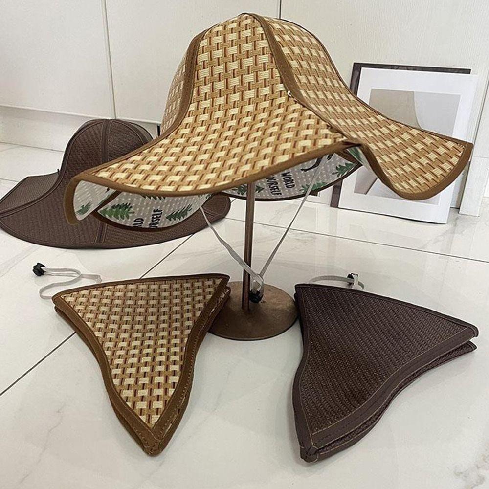 Соломенная шляпа с большим карнизом, солнцезащитная кепка для вентилятора, практичная пляжная шляпа