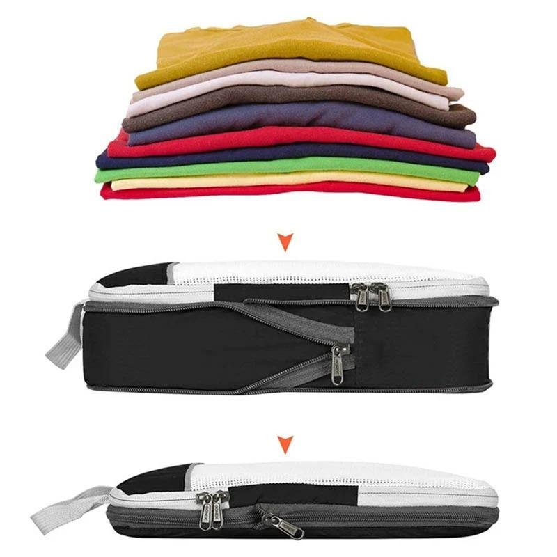 3 шт./компл., черная/синяя/серая сжимаемая дорожная сумка для хранения, портативная сумка для хранения большой емкости, чемодан, упаковка кубиков