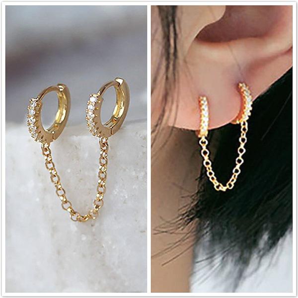 Exquisite Fashion Long Chain Earrings: Copper & Zircon for Women