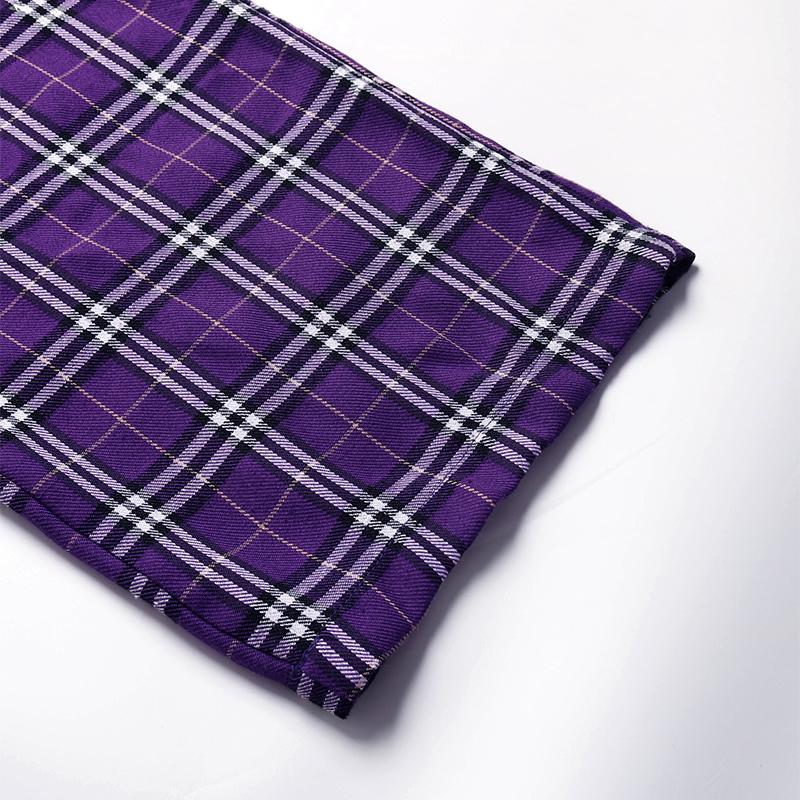 Фиолетовые женские модные осенние повседневные брюки в стиле ретро, ​​клетчатый комбинезон на подтяжках