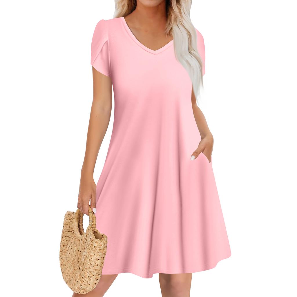 Женское повседневное модное платье с V-образным вырезом и коротким рукавом, стильное свадебное платье для гостей