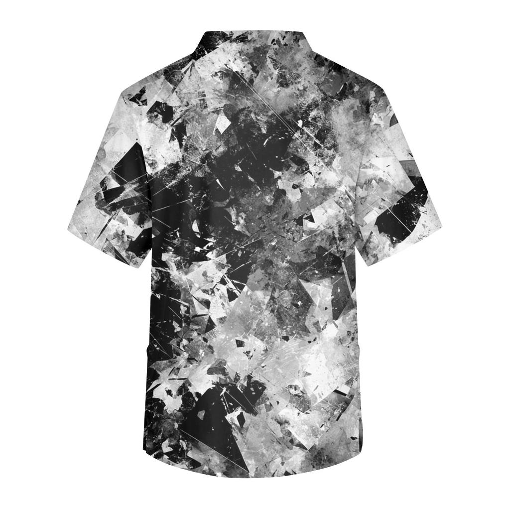 Мужская рабочая блузка с короткими рукавами и v-образным вырезом с принтом, топ с нагрудным карманом