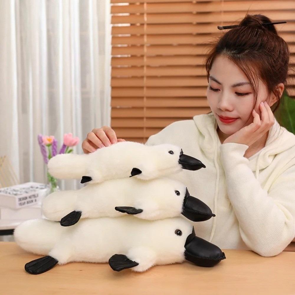 Soft Animal Stuffed Dolls White/Grey Platypus Plush Doll Cute Simulation Platypus Plush Toys