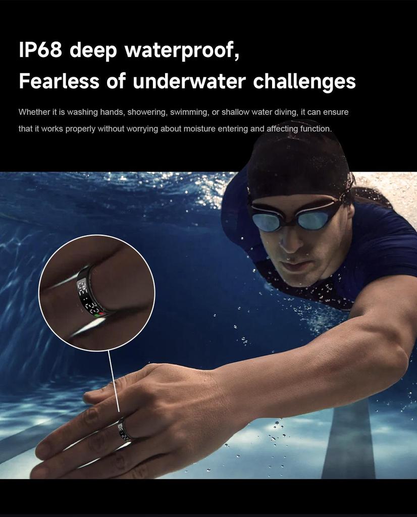 Умное кольцо SR08: Трансграничный экран, Монитор сердечного ритма и сна, Расширенное отслеживание здоровья, Дизайн в стиле Black Tech.