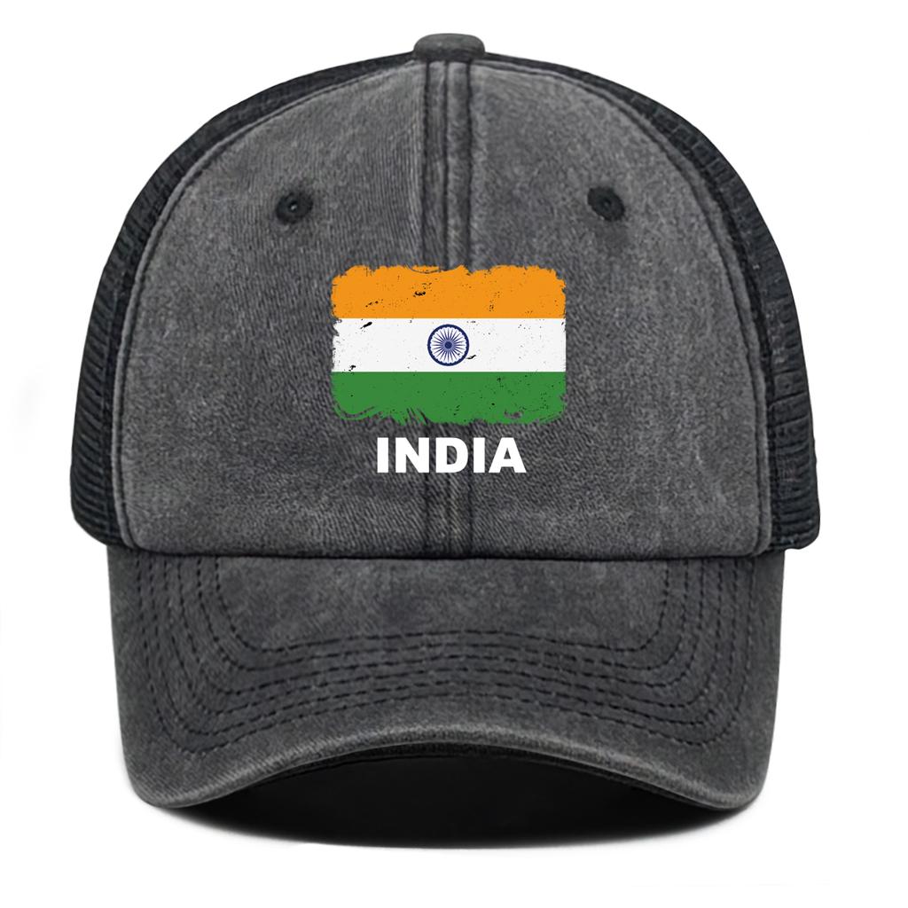 INDIA Flags Print Snapback Mesh Cap Snapback Cap Breathable Sporting Adjustable Baseball Hat Perfect For Urban Style