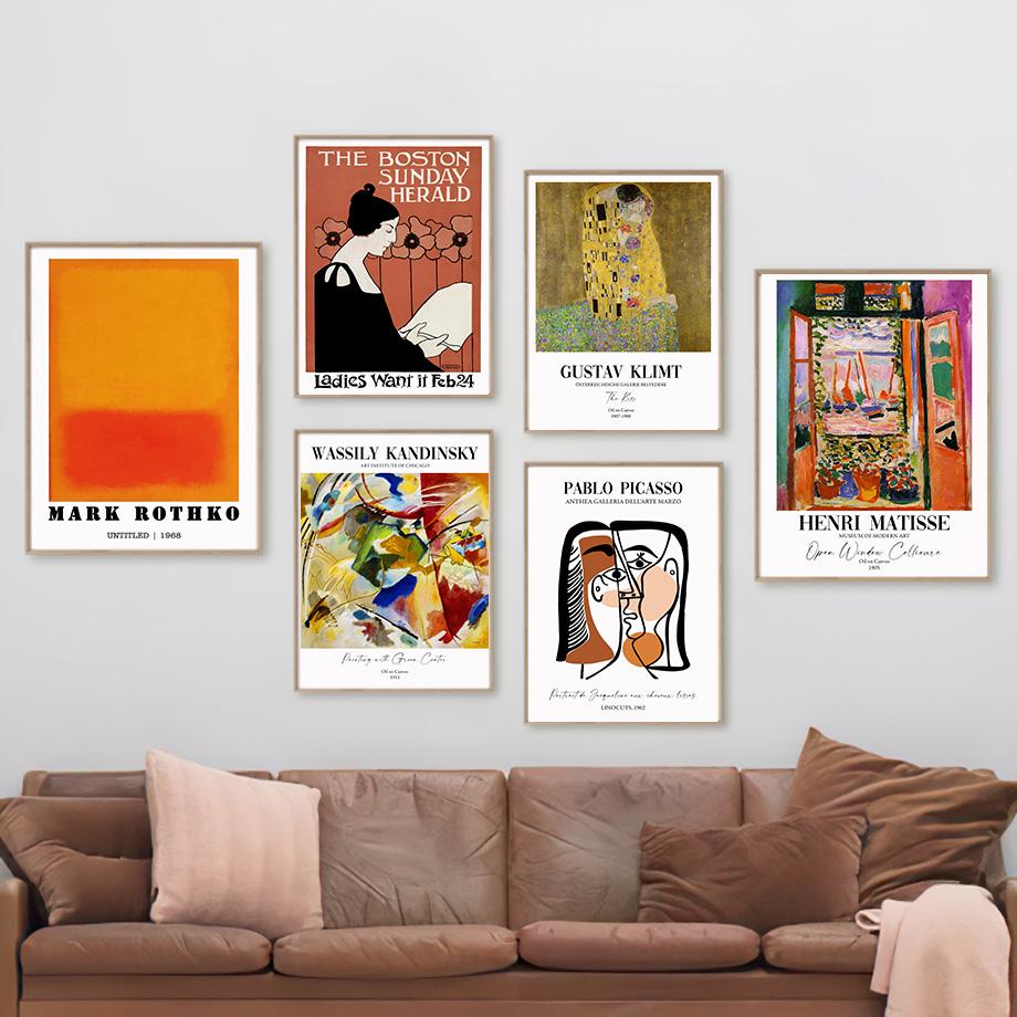 Анри Матисс Пикассо Марк Ротко Канагава волны стены книги по искусству холст картины постеры и принты настенные панно для декора гостиной