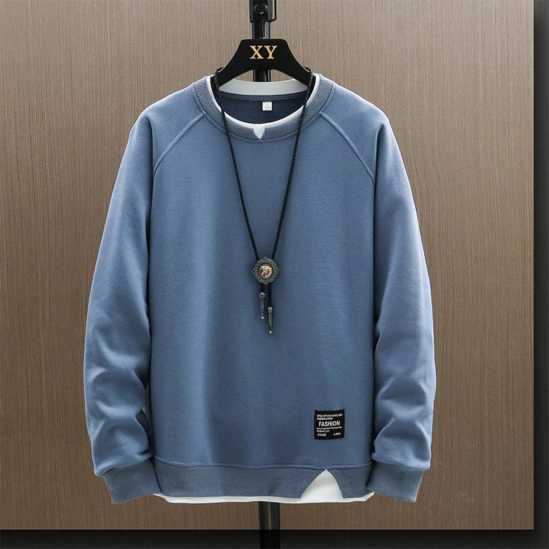 Мужская повседневная толстовка на весну и осень, модная толстовка из двух частей с круглым вырезом, толстовка с капюшоном