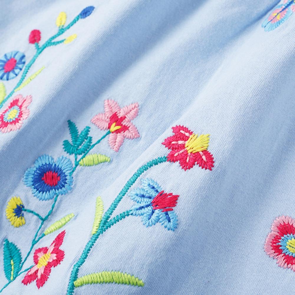 Платье принцессы с отложным воротником и короткими рукавами для детей 1–8 лет, украшенное вышивкой растений