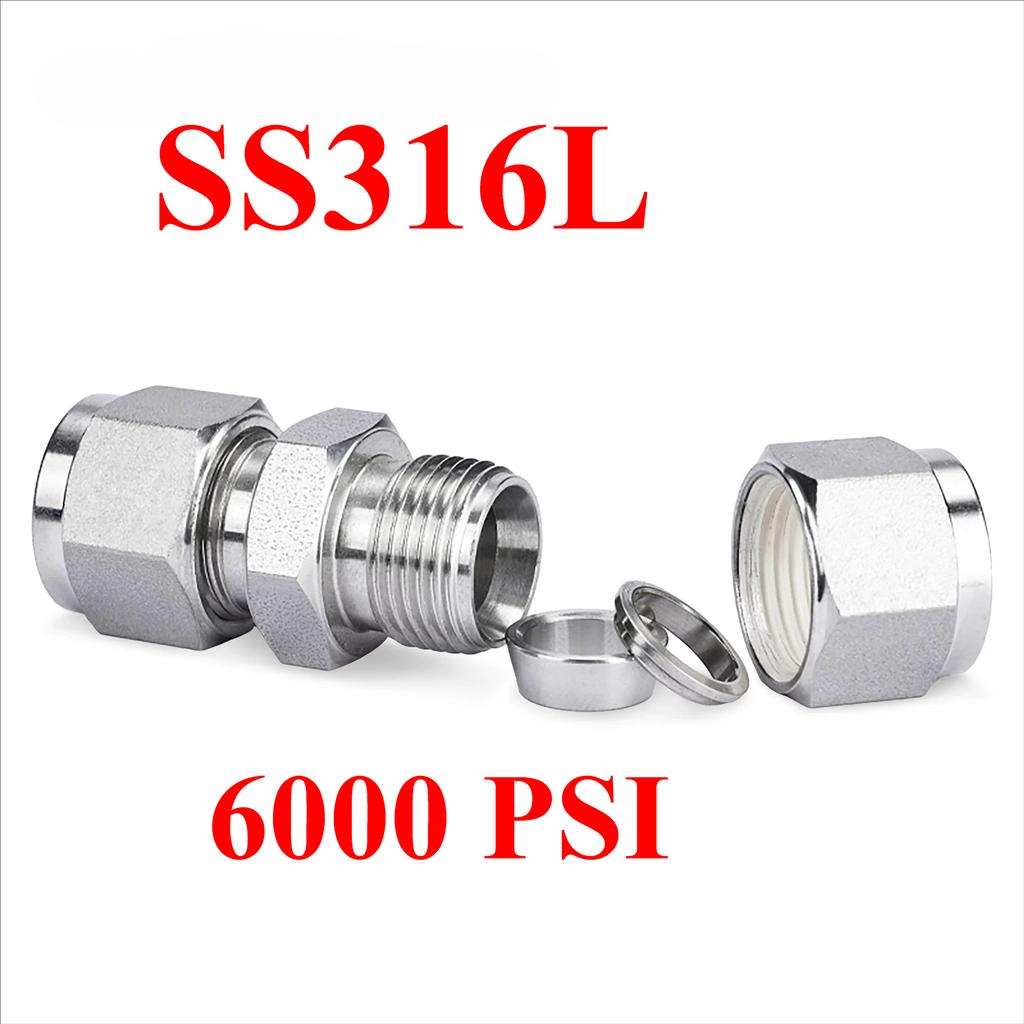 1/16"-1" 3-25mm Tube OD Compression Union SUS316L Stainless Steel Euqal Coupler Pipe Fitting Connector With UNF Nut Lock