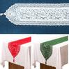 1PC Christmas Table Runner Lace Table Runner Christmas Flower Lace Table Cover for Home Kitchen Tablecloth Wedding Party Supply