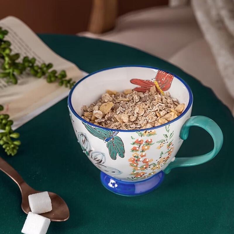 Керамическая кружка JOYYE с ложкой - Цветочная серия