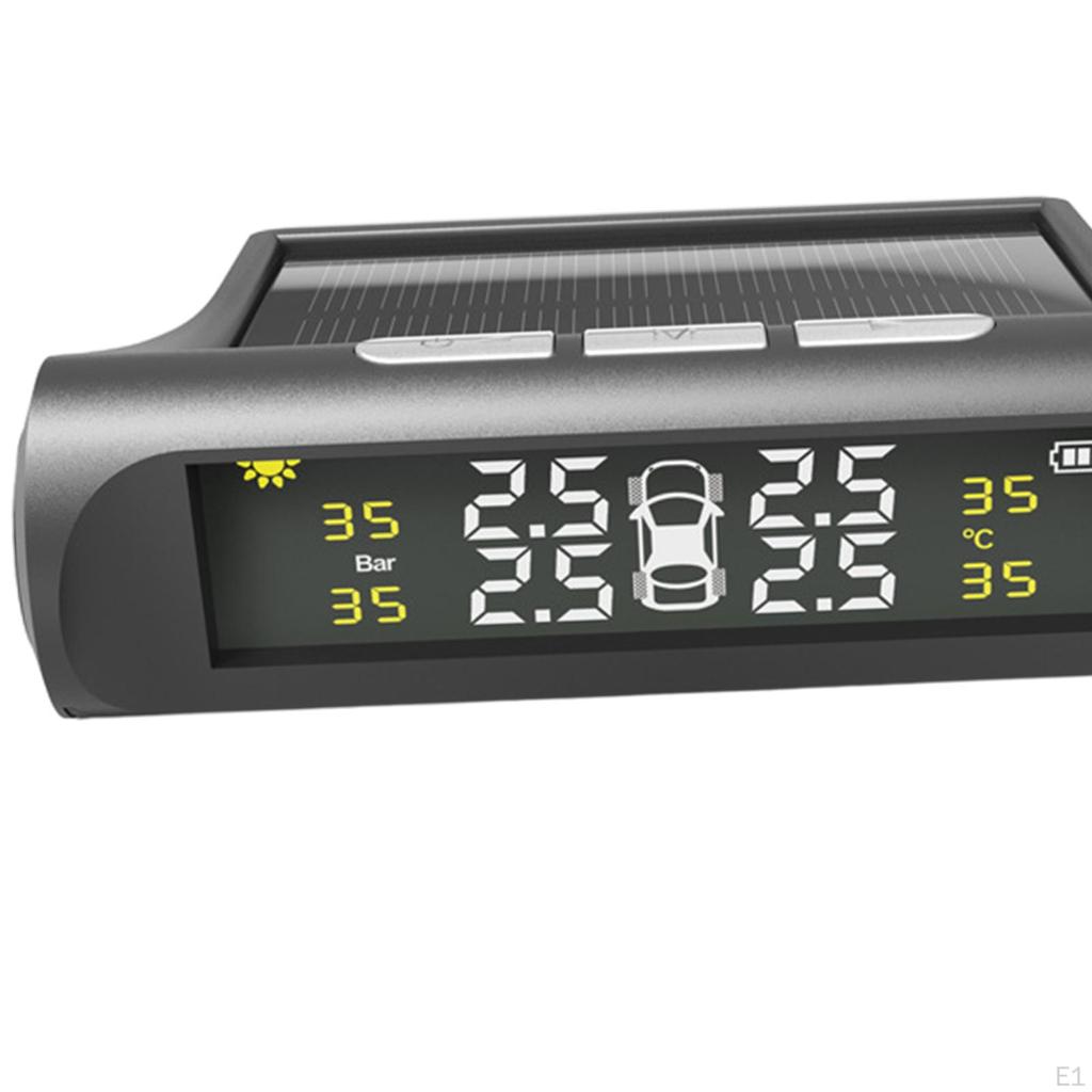 Tire Pressure Monitor System Solar Power and USB Charging LCD Display, for