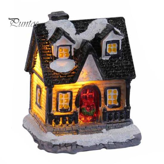 Рождественский светящийся орнамент дома Романтическое теплое освещение Ремесло из смолы Маленький настольный светодиодный заснеженный дом Украшение Статуэтка Статуя Фестиваль вечеринки
