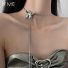 Fashion Butterfly Silver Necklace Adjustable Drawstring Waist Chain Choker for Women Jewelry Accessories