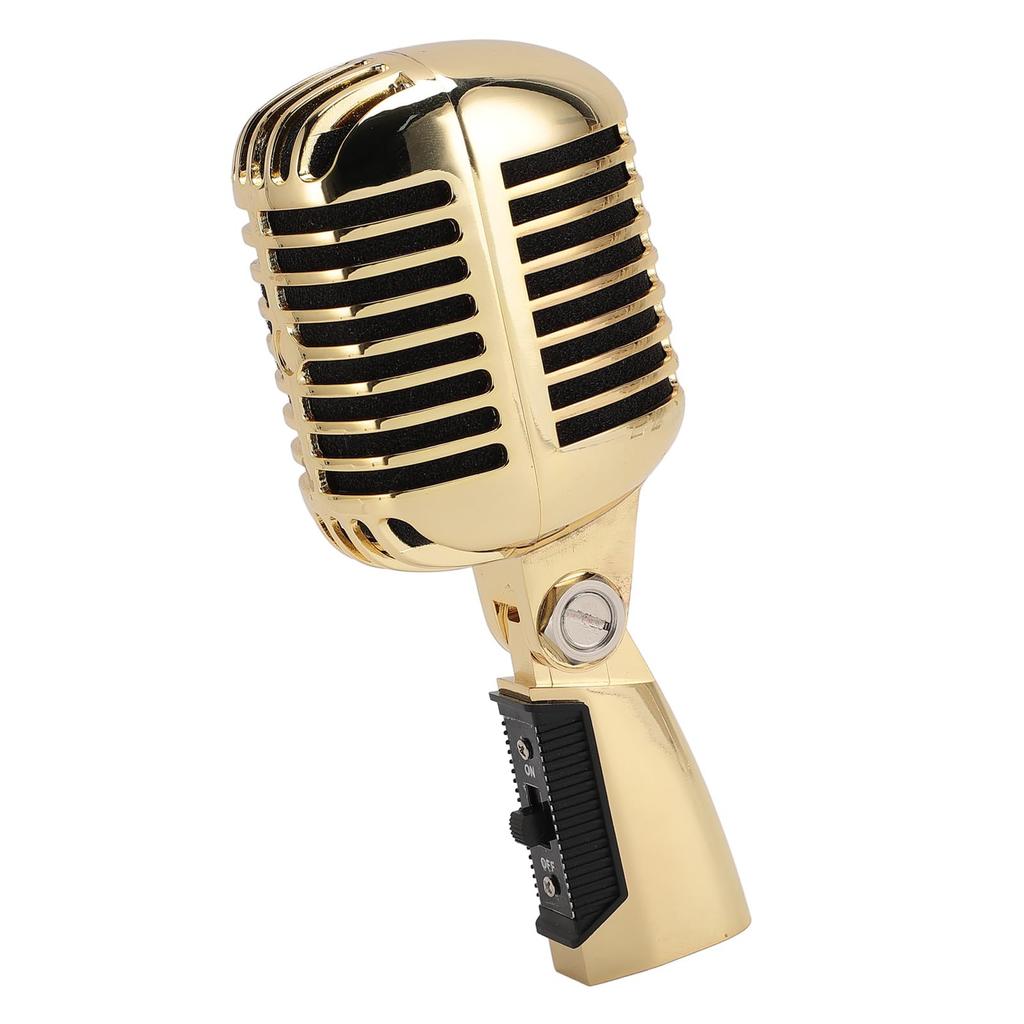 Классический ретро динамический вокальный микрофон, старый винтажный кардиоидный микрофон направленного действия с самонатягивающейся поворотной стойкой для живых выступлений и