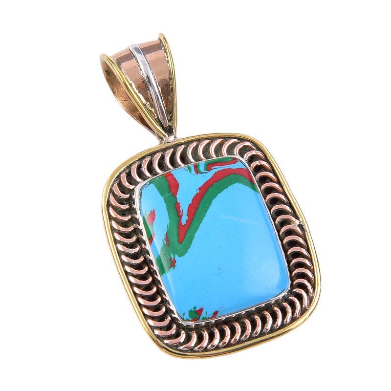 Натуральный камень Радужная Кальцилика 925 Пробы Стерлинговое Серебро Двухцветная Подвеска 1,50" J5e95